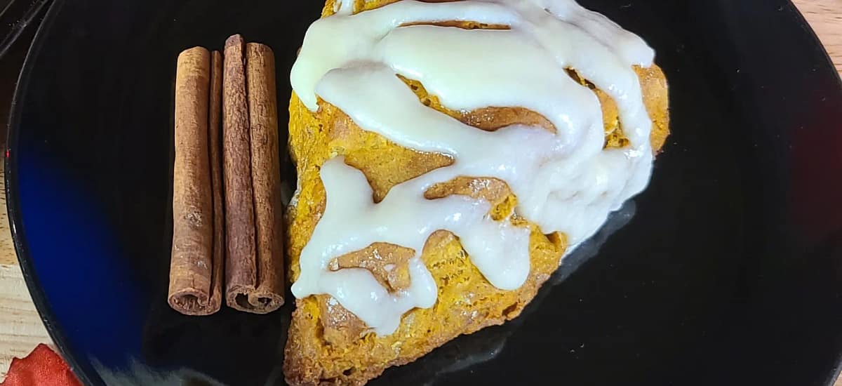 Flaky Pumpkin Scones with Maple Glaze