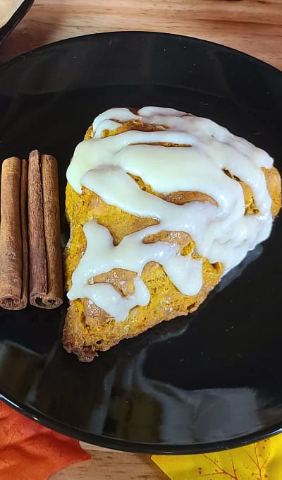 Flaky Pumpkin Scones with Maple Glaze