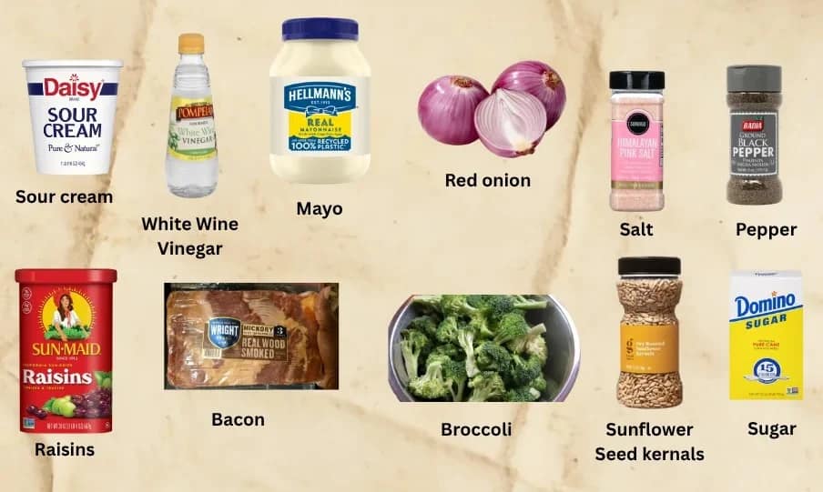 Broccoli salad ingredients- leslie cooks